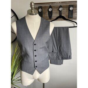 Express Men's Gray Wool Blend Vest & Pant Suit Set Size 32X32